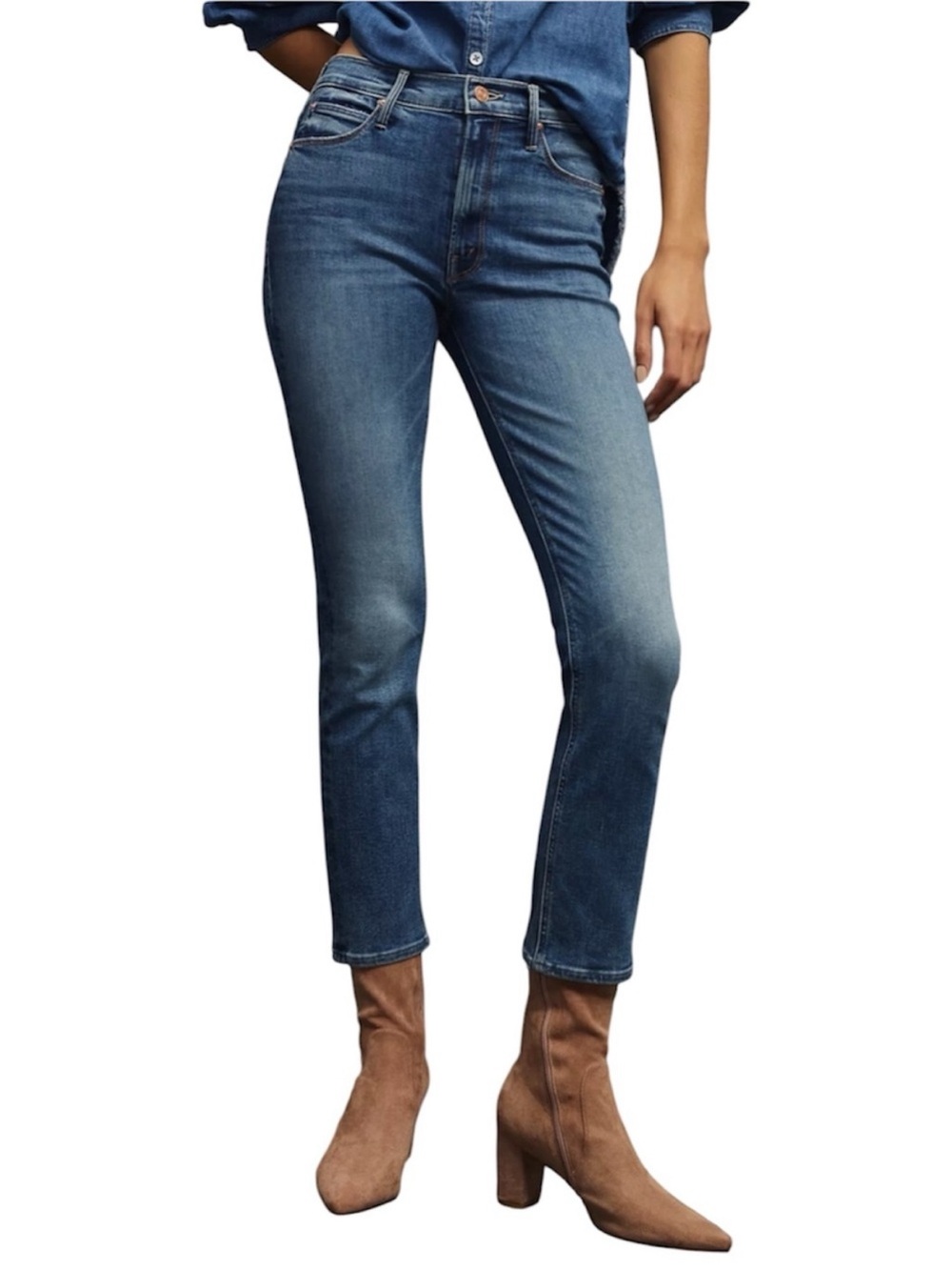 Mother The Mid Ride Dazzler Ankle jeans in Healing Jar